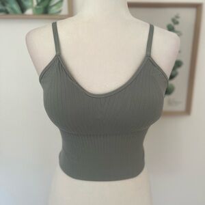 Women’s Plain Ribbed Camisole With Padded Bra, Casual